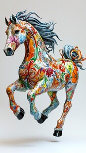 彩绘奔马 艺术感十足