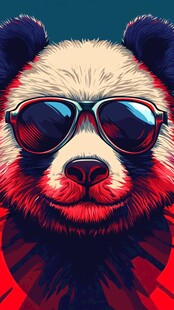时尚墨镜熊猫酷炫肖像