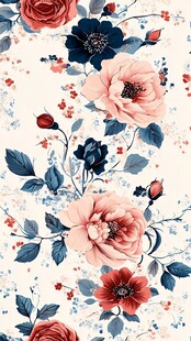 复古花卉图案精美插画