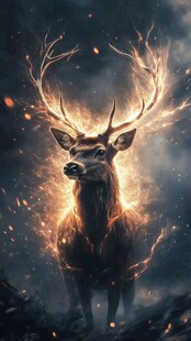 梦幻火焰神鹿 神秘氛围