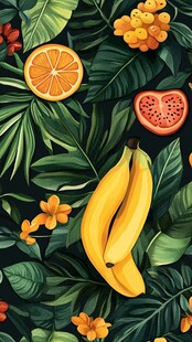 热带水果与植物的清新画面