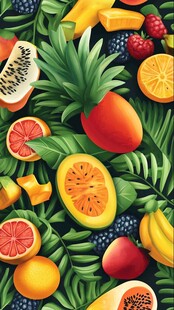 热带水果缤纷插画