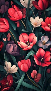 绚丽多彩郁金香花卉图案