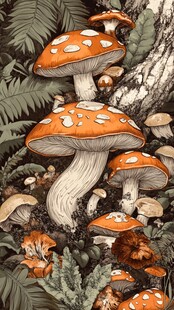 奇幻蘑菇森林插画