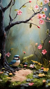 春日花鸟的梦幻微观景致