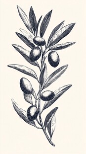 手绘橄榄枝插画