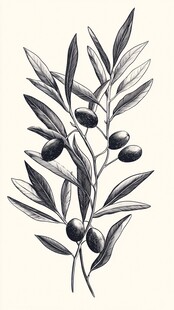 手绘橄榄枝插画