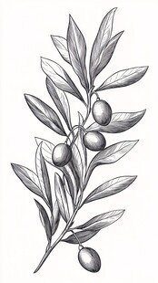 橄榄枝手绘插画