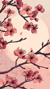 春日绽放的烂漫粉色桃花