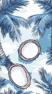 夏日椰林风情插画
