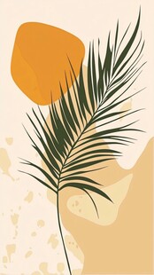 热带棕榈叶简约插画风格