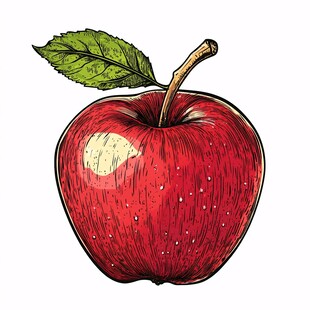 手绘红苹果插画