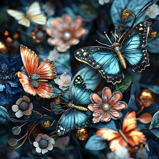 梦幻蝶舞繁花艺术场景