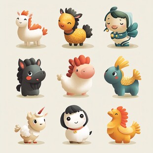 可爱卡通动物角色集合