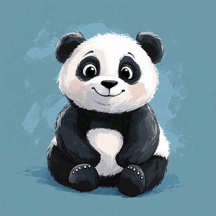 可爱熊猫萌趣坐姿插画