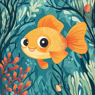 快乐金鱼畅游海底世界