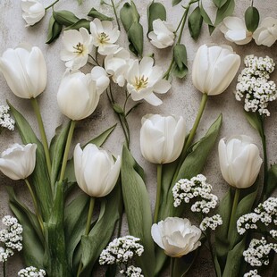 纯白花卉组合的清新景致