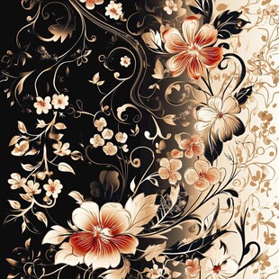 黑金花卉华丽装饰图案
