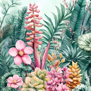 热带花卉植物水彩插画