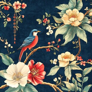 花鸟图 枝头鸟与烂漫繁花