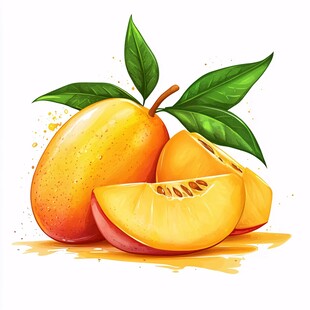 鲜润芒果 整果与切片之美