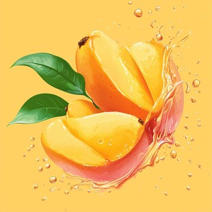 鲜芒果汁水飞溅活力画面