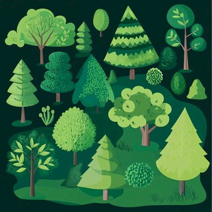 多样绿植构成的清新森林景