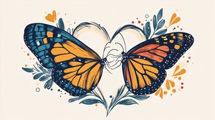 双蝶绘心 自然与爱的交织