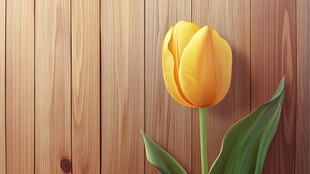 木背景上的黄色郁金香