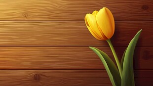 木背景上的娇艳黄郁金香