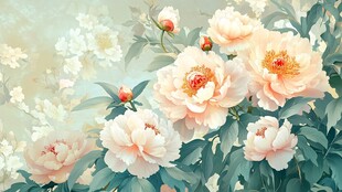 梦幻粉色芍药花卉美景