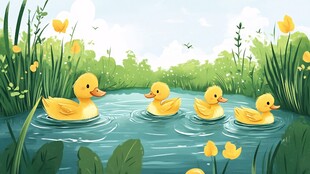 小鸭戏水图
