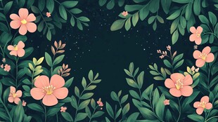 繁花绿叶的梦幻背景图
