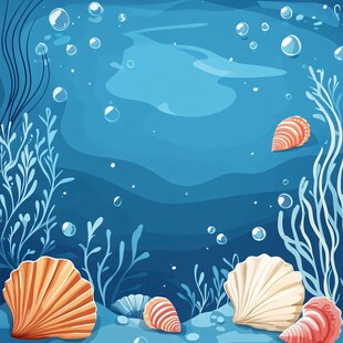 海底贝壳与海草梦幻场景