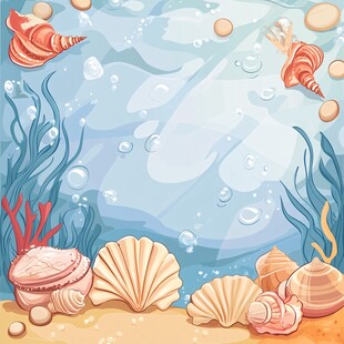 海底贝壳海洋元素插画背景