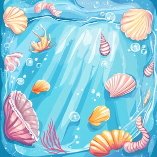 海底贝壳梦幻插画背景