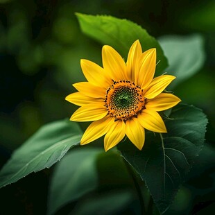娇艳向日葵绽放绿意间