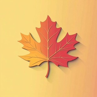 秋日枫叶剪纸风插画