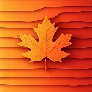 秋叶浮于层叠暖色背景上