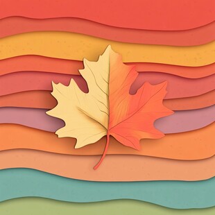 多彩背景上的渐变枫叶