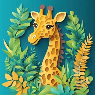 长颈鹿置身繁茂绿植间