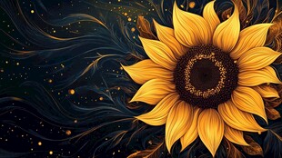 梦幻向日葵与璀璨背景