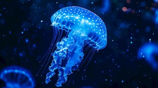 梦幻蓝水母在星点中舞动