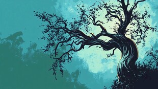 梦幻孤树绘于幽蓝之境