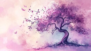 梦幻紫树与纷飞蝴蝶