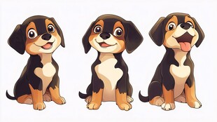 三只可爱小狗卡通形象