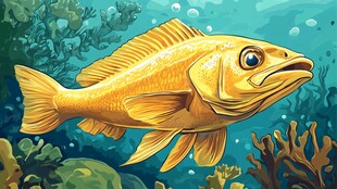 金黄大鱼悠游海底世界