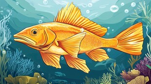 金色大鱼畅游海底世界