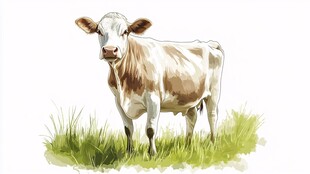 田野中的奶牛插画