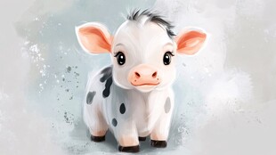 可爱卡通小牛插画形象